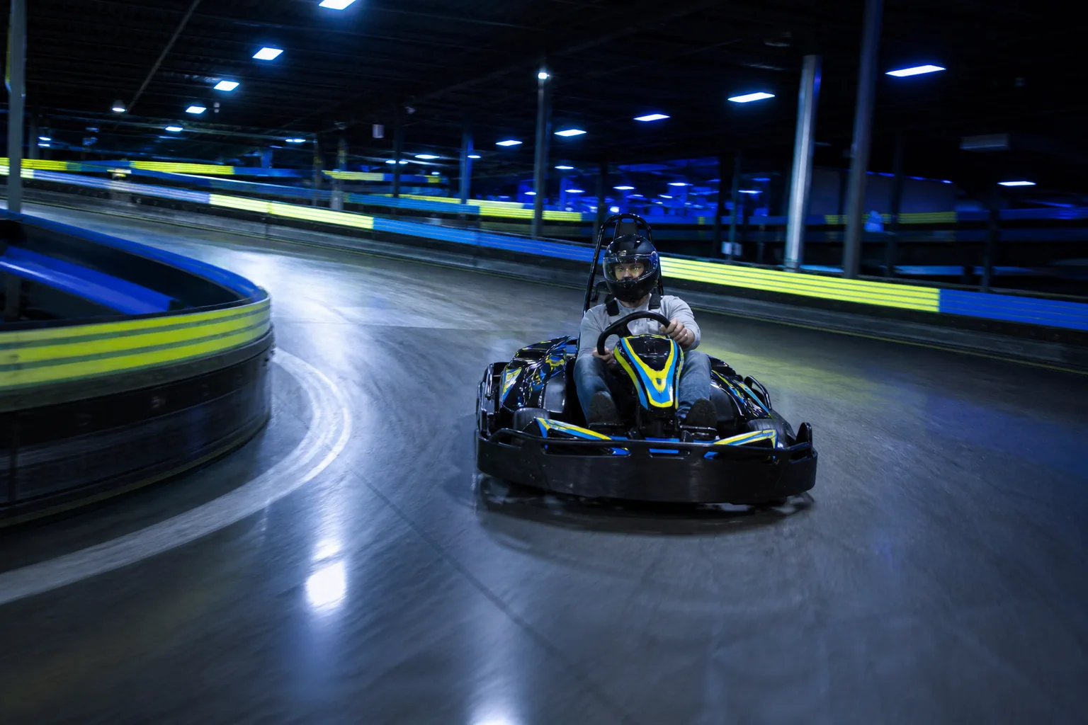 Apex Karting indoor track prepared for a professional race session